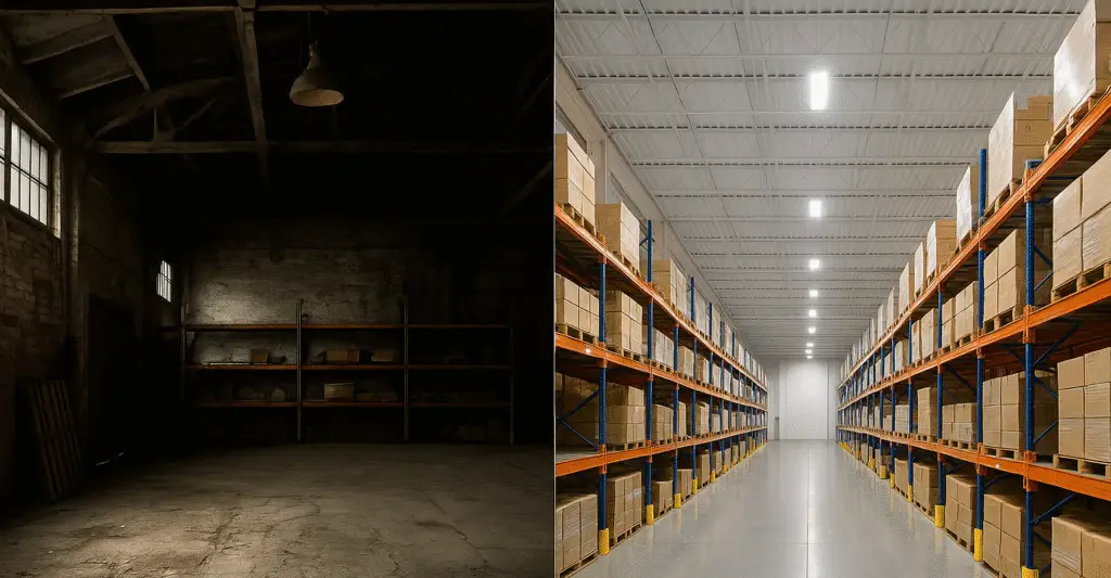 warehouse before and after